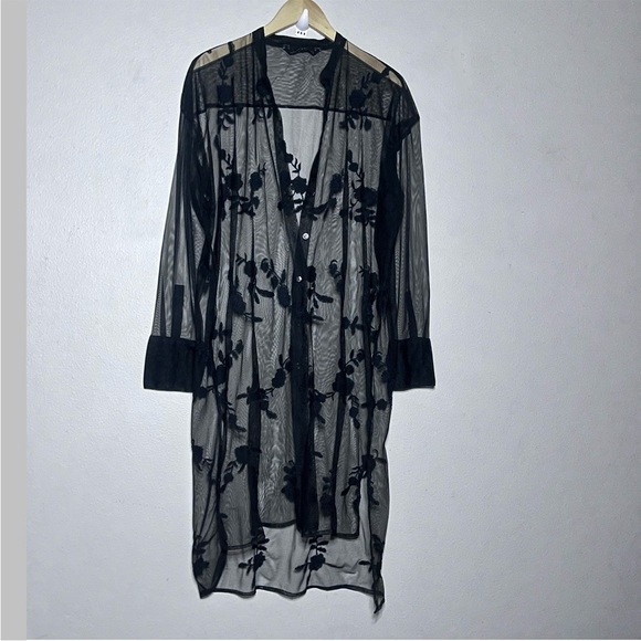 Zara Woman Long Floral Embroidered Cardigan - Picture 2 of 12